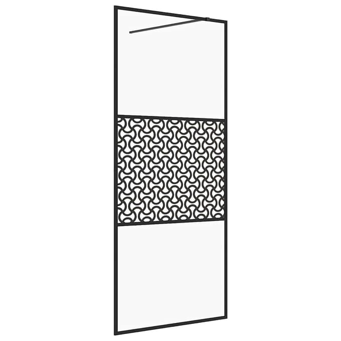 vidaXL - Inloopdouchewand - 100x195 - cm - ESG-glas - transparant - en - zwart