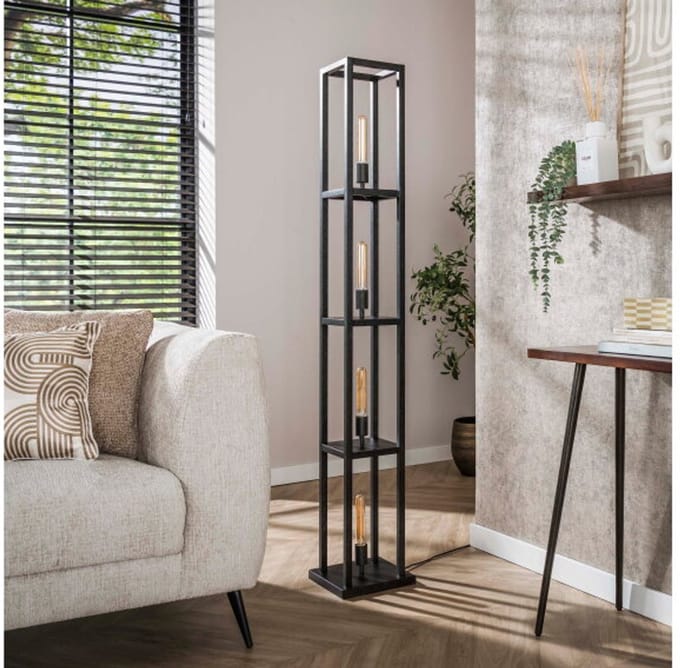 Vloerlamp 4L Quadra - Artic zwart