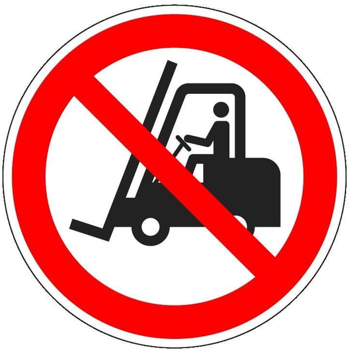 Verboden voor heftrucks sticker - ISO 7010 - P006 400 mm