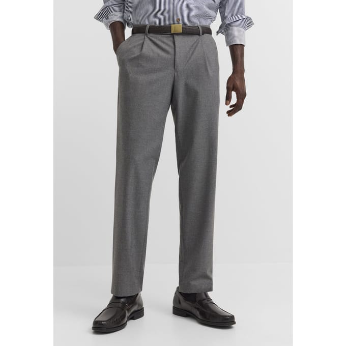 Bugatti Herren Broek met plooien Elio Relaxed Fit in flanell-look