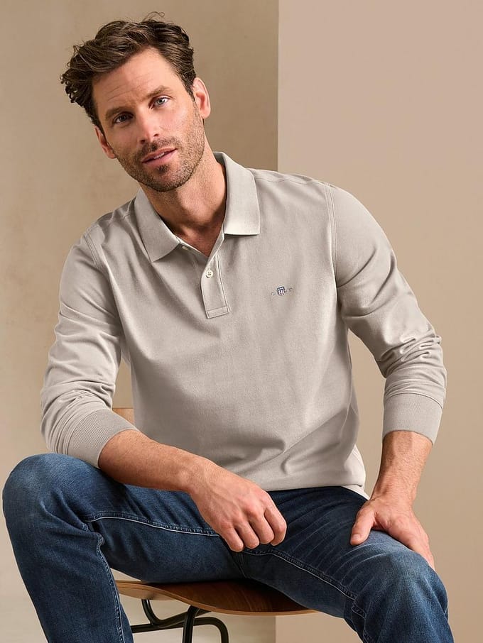 Gant Shield Piqué Rugger Longsleeve Polo Heren - Maat XL
