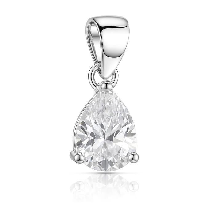 Zilveren peer geslepen zirkonia hanger – echt zilver - 8mm