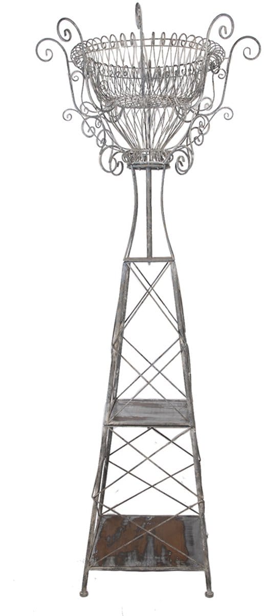 Clayre & Eef Planthouder 89x89x230 cm Grijs Bruin Metaal