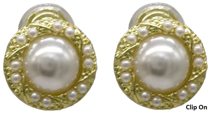 Oorbellen Rond met Parel - Oorclips - 1,5 cm - Goudkleurig