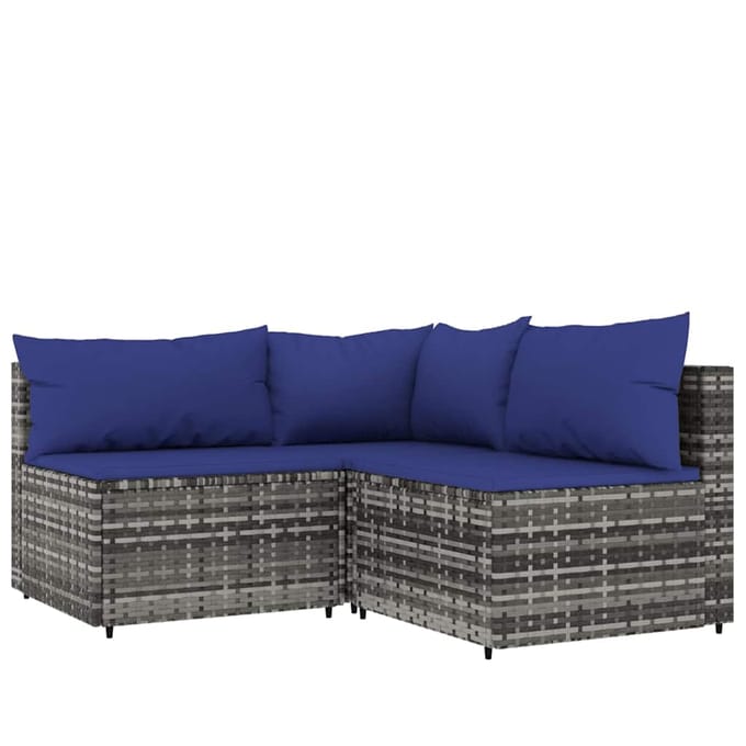 vidaXL - 4-delige - Loungeset - met - kussens - poly - rattan - grijs