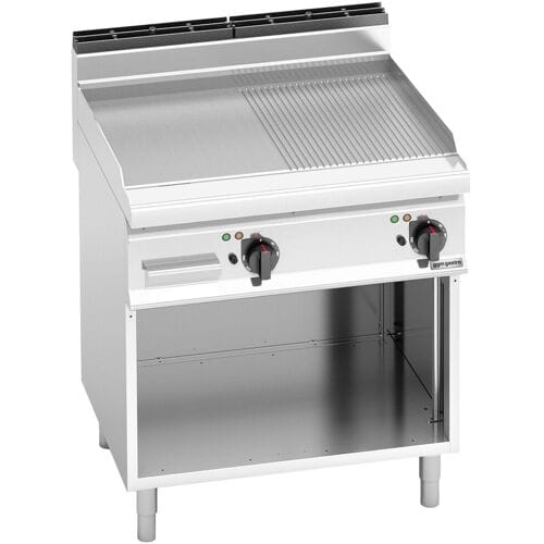 GGM Gastro Elektro Bratplatte - 9,6 kW - Glatt & Gerillt Zilver
