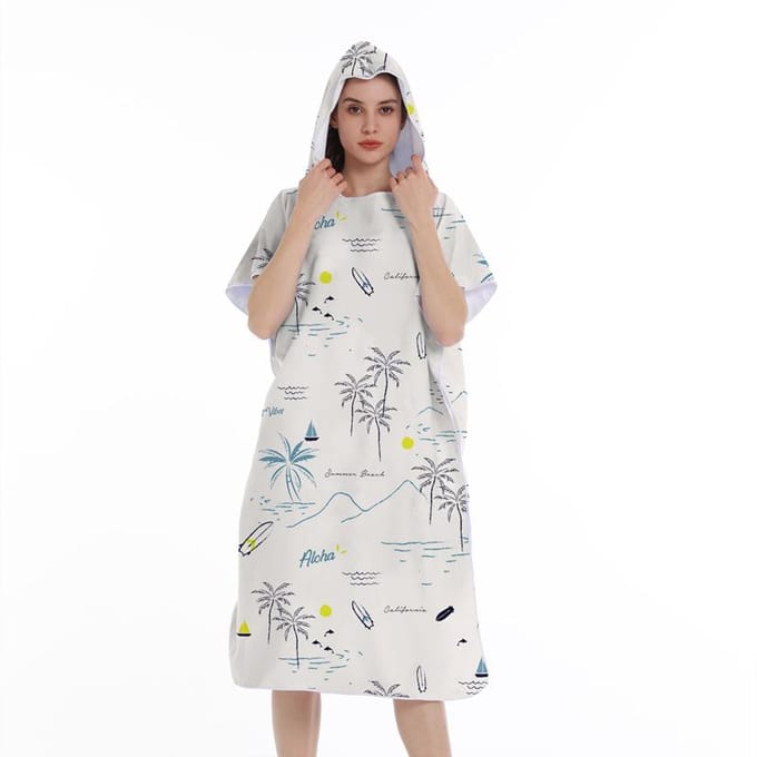 Poncho de Surf Serviette Microfibre Poncho de Surf à Capuche Robe de Bain pour se Changer Séchage Rapide Serviette de Plage Piscine avec Capuche Combinaison Néoprène 110X80cm gray