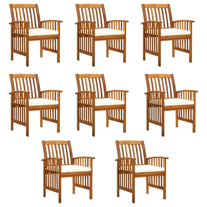vidaXL - Tuinstoelen - 8 - stuks - met - kussens, - massief - acaciahout