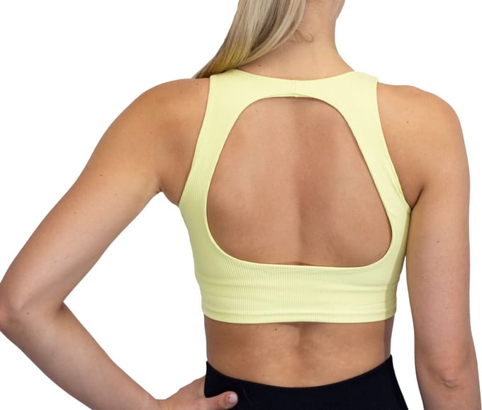 Fittastic Sportswear No Sleeve Backless Top Yellow (Beschikbaar in verschillende maten)