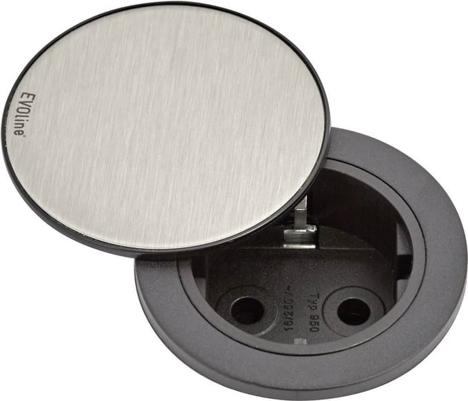 EVOline 159280003900 Inbouwstekkerdoos 1-voudig RVS, Zwart 1 stuk(s)