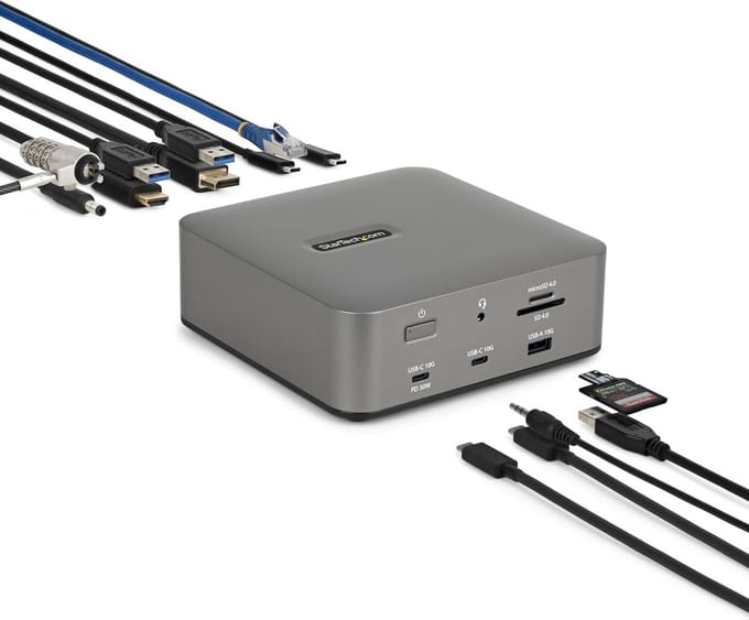 Thunderbolt 5 Dockingstation voor Drie 4K of Dual 8K Monitors met 140W Power Delivery