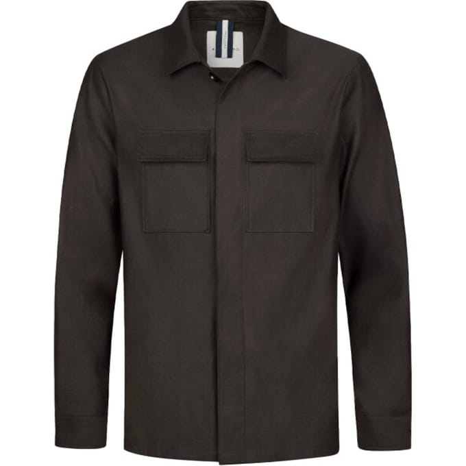 Overshirt Profuomo bruin met dubbele borstzak