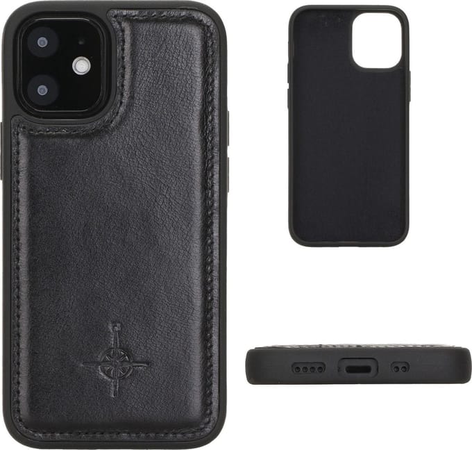 NorthLife - Geschikt voor iPhone 12 Mini - Leren Backcover hoes - Zwart