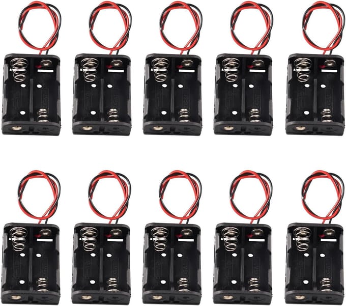 Batterij Houder - Batterij Case - Opslag Batterijen - Twee Slots - Compact Formaat - Zwart