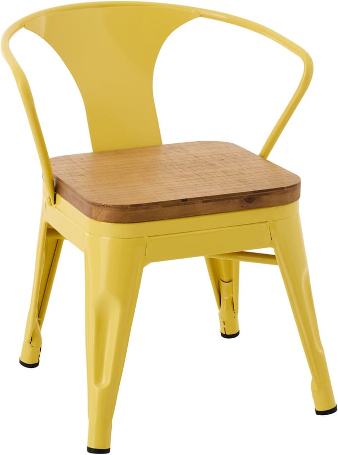 J-Line kinderstoel Evi - ijzer - geel - 2 stuks