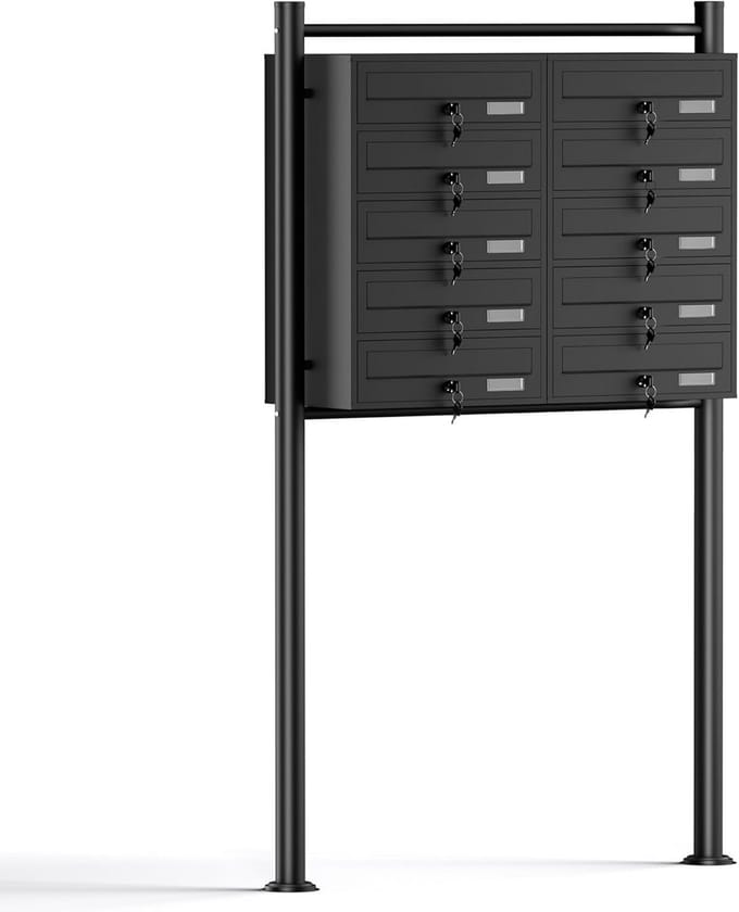 Staande brievenbus met 10 compartimenten - Compact en weerbestendig ontwerp