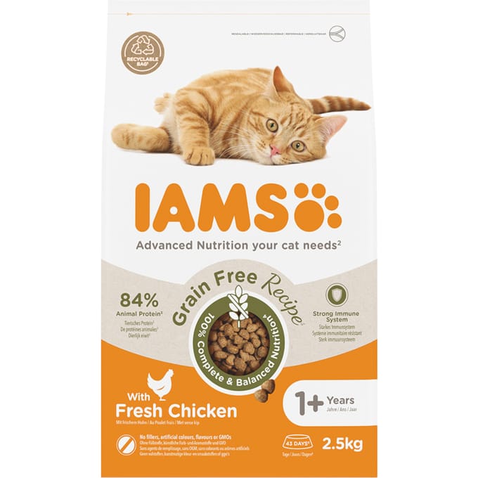 2,5kg IAMS Advanced Nutrition Graanvrij met kip droogvoer voor katten