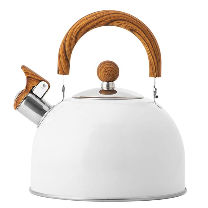 Fluitketel voor op het fornuis, roestvrij staal, opvouwbare handgreep, keukenbenodigdheden, 2,5 l, wit white