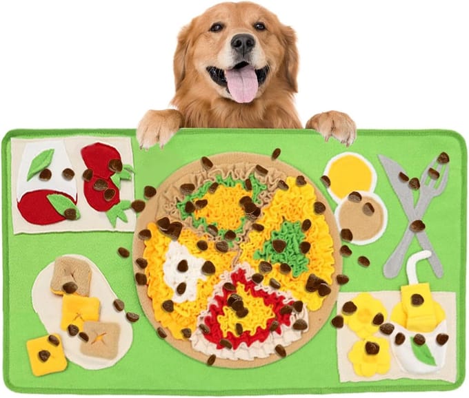 Hondensnuffelmat - Interactief puzzelspeelgoed - Voedsel ontdekken - Niet-slipbasis - 70 x 40 cm - Groen