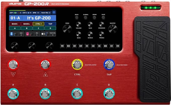 Multi effect pedaal Valeton GP-200R met IR simulatie looper audio interface PSU