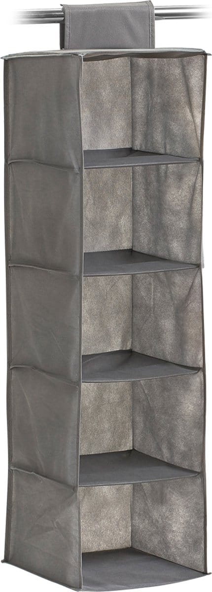 Zeller kast organizer - hangend - 5 vakken - 28 x 28 x 95 cm - grijs