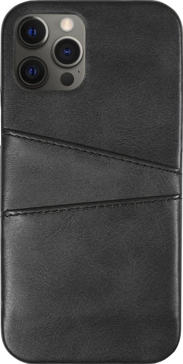 BMAX Leren hardcase hoesje geschikt voor iPhone 12 Pro Max met pashouder - Zwart