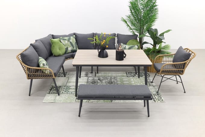 GI Margriet lounge-/dining set met stoel - Naturel wicker
