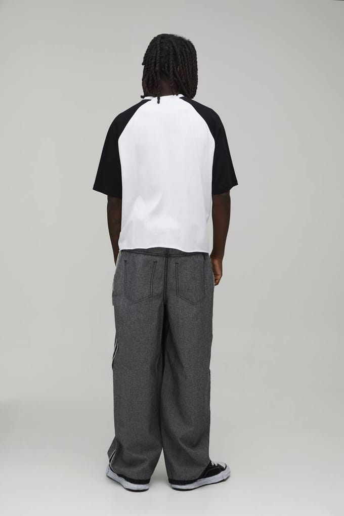 Baggy Jeans Met Omgekeerd Grafisch Zakontwerp | Washed Black | Size 32R