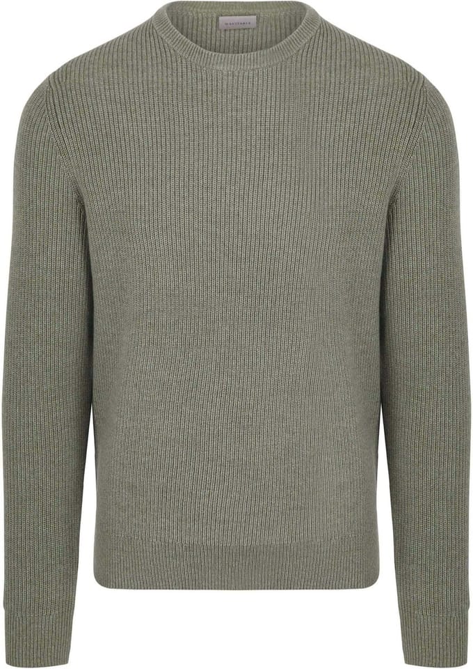 Suitable Trui Wol Blend Groen - Maat XL - Heren - Sweater