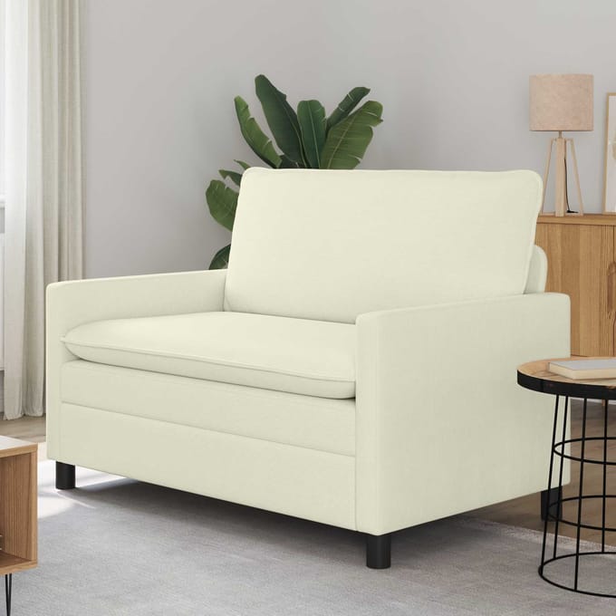 vidaXL - Bank - 2-zits - Crèmekleurig - 126 - x - 81 - x - 87,5 - cm - Stof
