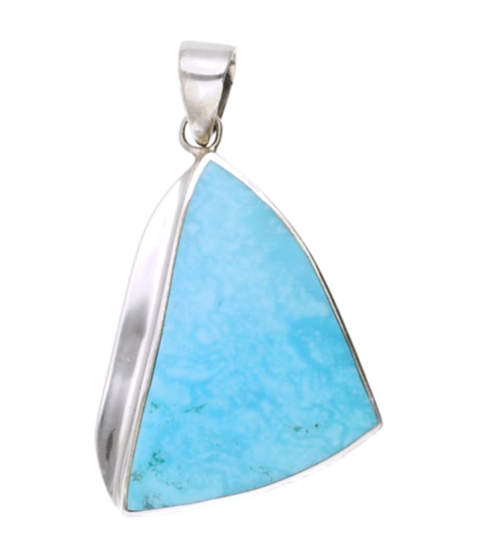 Zilveren Turkoois Turquoise edelsteen driehoek groot - 1 kettinghanger