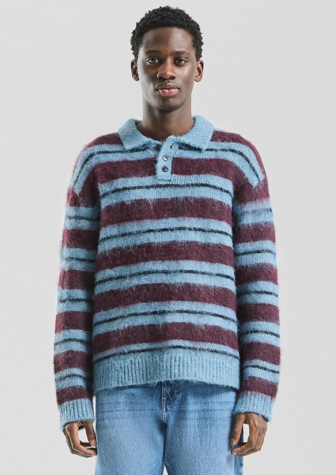 QS - male - Gebreide trui met henley hals in relaxed fit