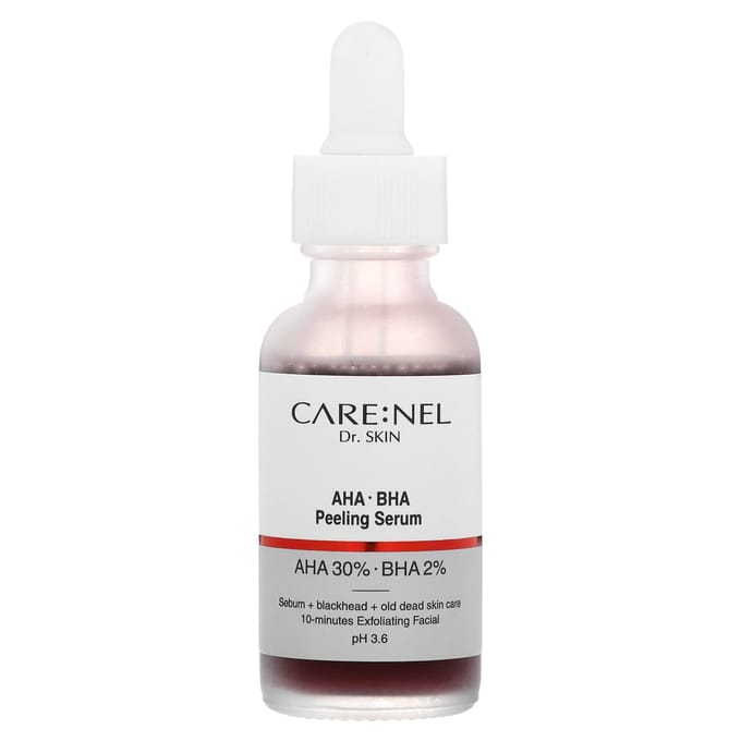 Care:Nel, AHA-BHA Peeling Serum, 1 fl oz (30 ml) white