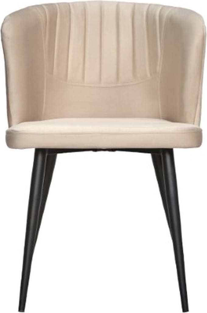 Soof&Tess - Set van 4 - Siena Eetkamerstoel - Beige - Fluweel - Velvet - Industrieel - Met armleuning - Easy Clean Stoffen - Hoge Kwaliteit