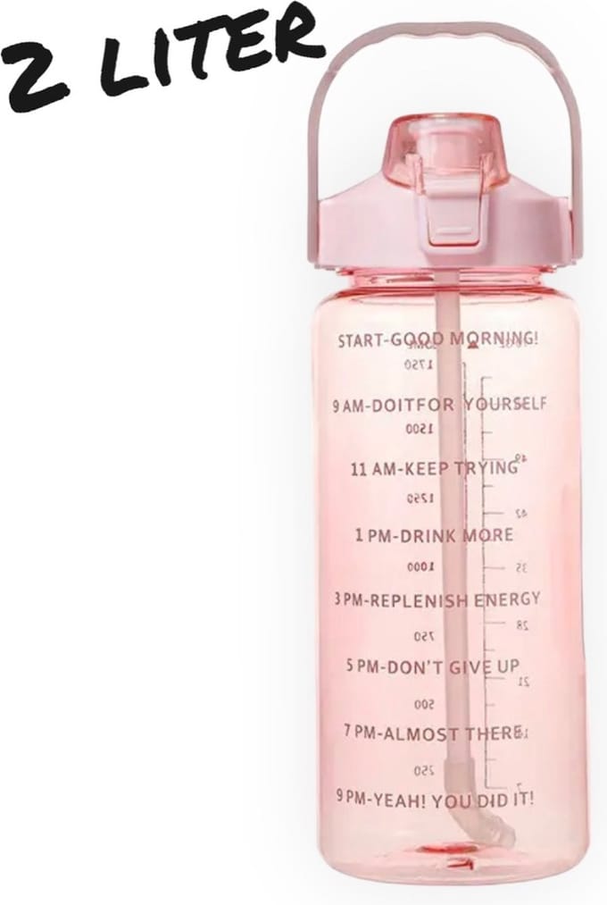 Drinkbeker Met Time Markers 2 Liter Roze