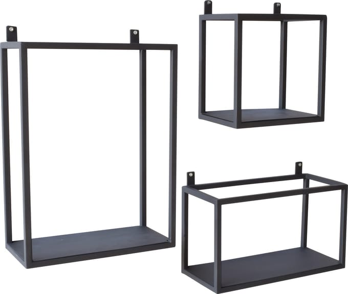 Urban Interiors Industrial Set van 3 Wandkastjes Zwart - Metaal  -