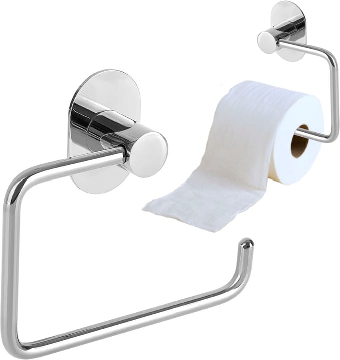 Laveo MIRI - Toiletrolhouder - Wandmontage - Zelfklevend - Chroom