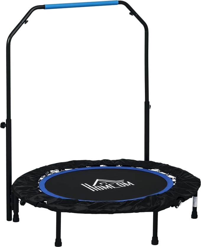 HOMCOM Fitnesstrampoline - Opvouwbaar met LCD-scherm - Minitrampoline - Zwart/Blauw
