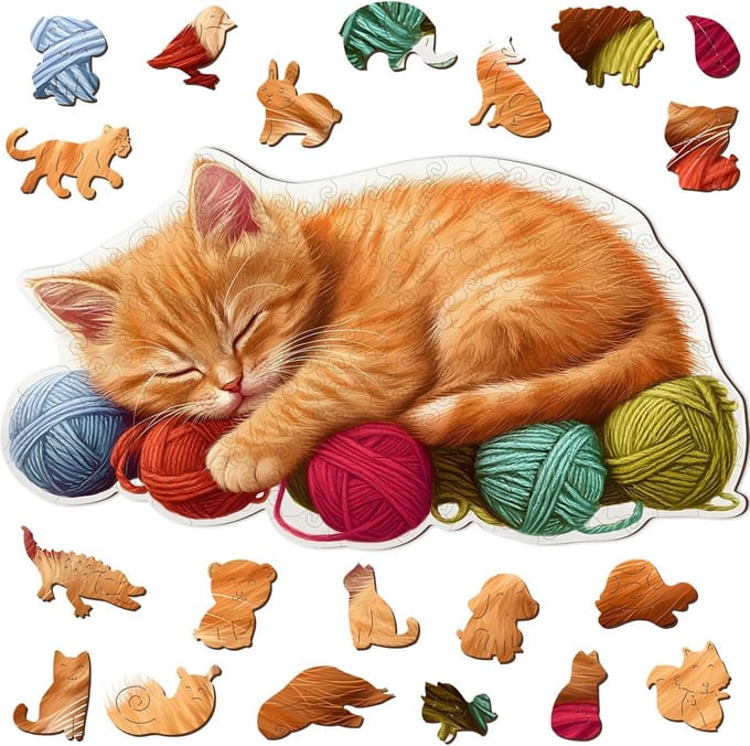 Houten Jigsaw Puzzel 200 Stukjes - Kitty Thema