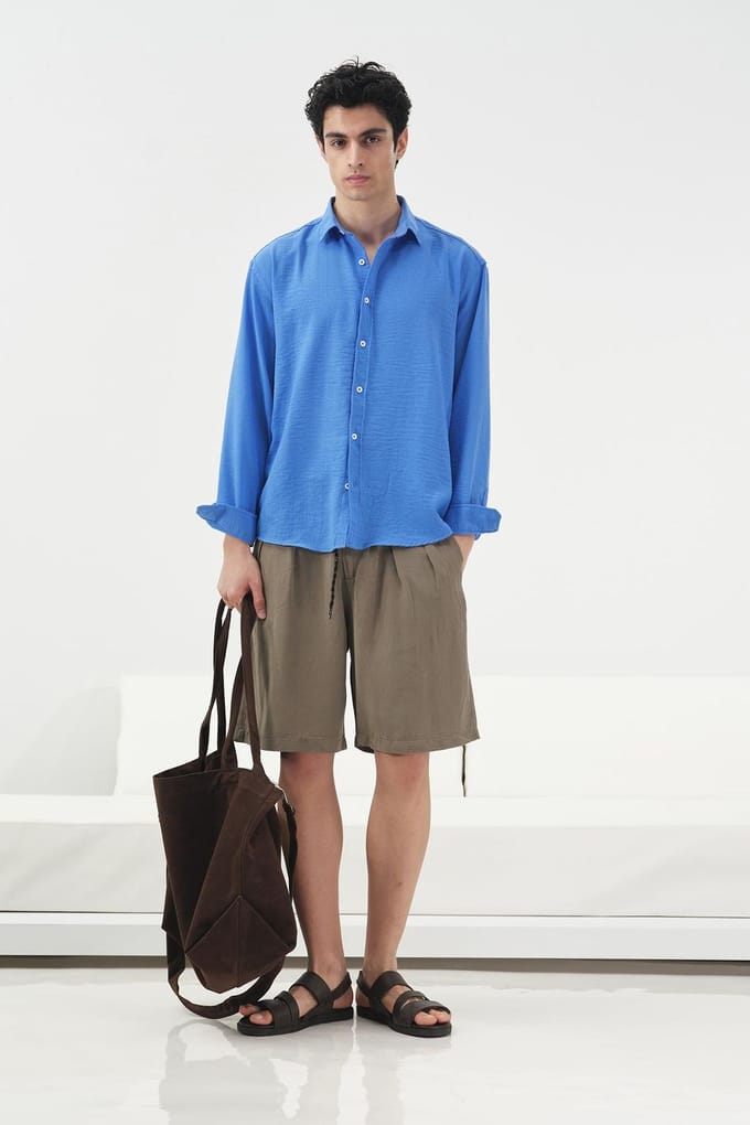 Mid Waist Wijde Pijpen Tencel Shorts