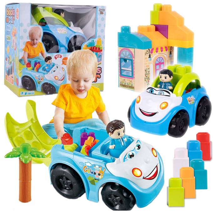 Playos® - Blokkenset met Auto - 42 delig - vanaf 3 jaar -