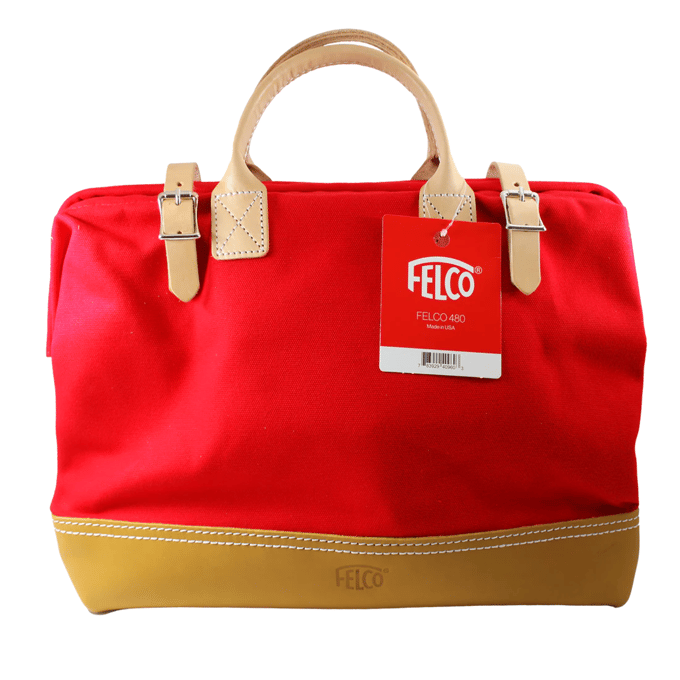 FELCO 480 Multifunctionele Tuintas Van Rood Canvas Met Leren Details