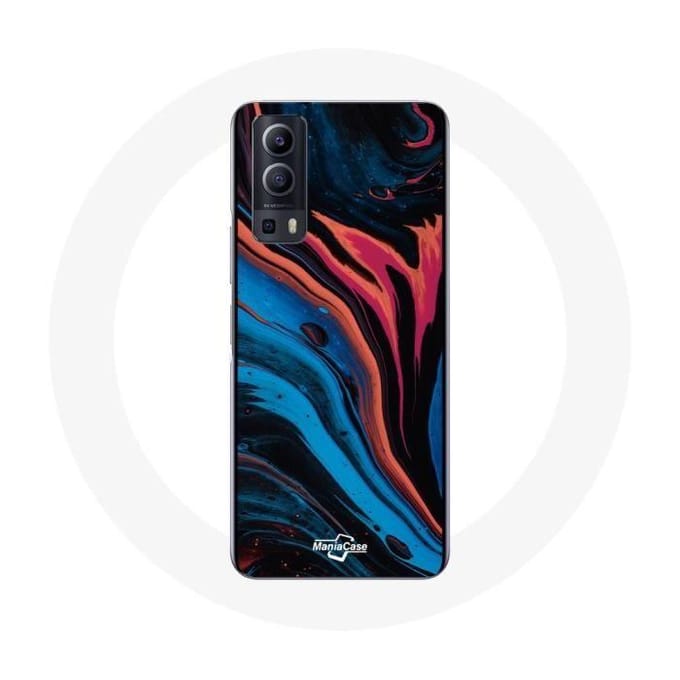 Coque Vivo Y72 blauw zwart rood abstracte textuur achtergrond