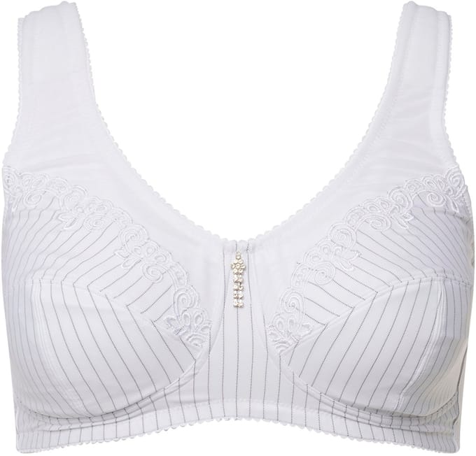 Ulla Popken - Dames - Ontlastingsbeha zonder beugel strasshanger - Sneeuwwit - Maat 130B