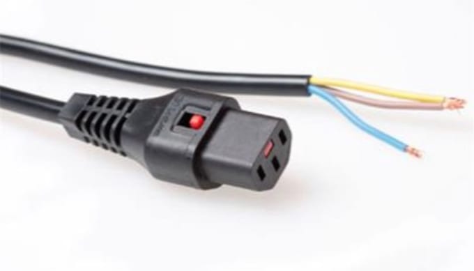 ACT Netsnoer C13 IEC Lock - open einde zwart 2 m, PC1025 AK5080