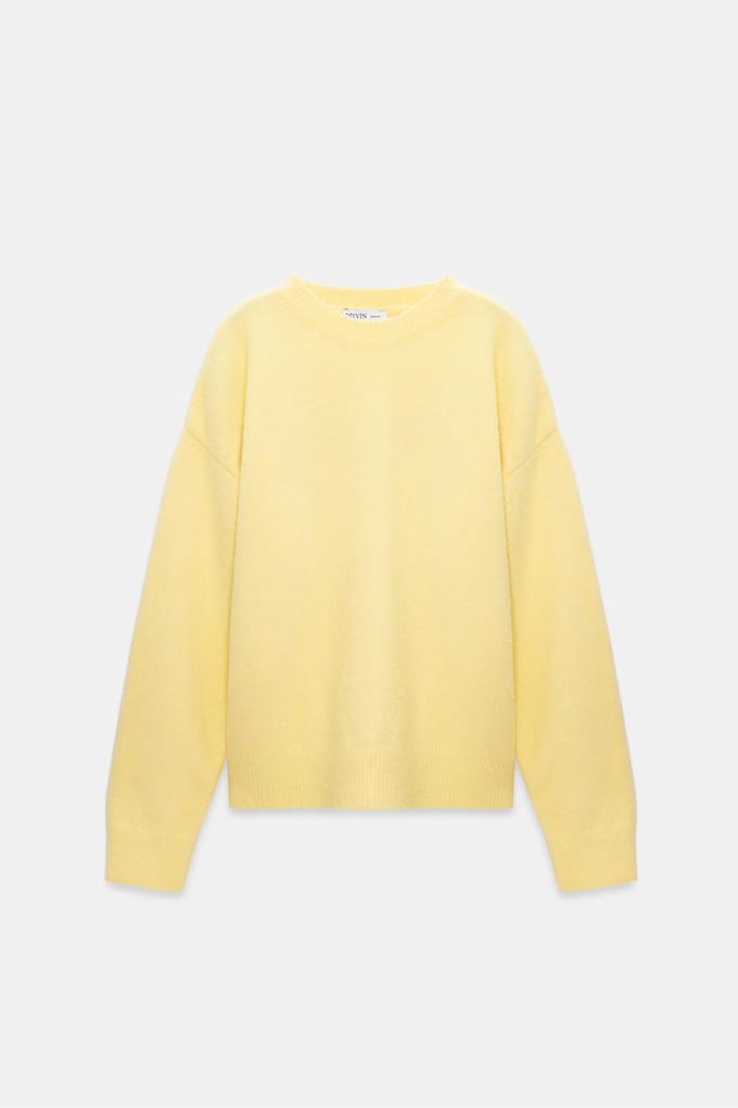 Dames Effen Crew Neck Geribbelde Trui
