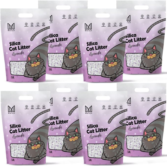 Mersjo Lavender - Silica Kattenbakvulling - Lavendelgeur - 3,8L - Antiallergisch