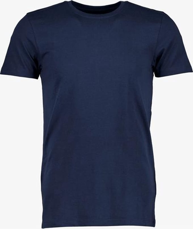 Unsigned heren T-shirt blauw katoen ronde hals - Maat M