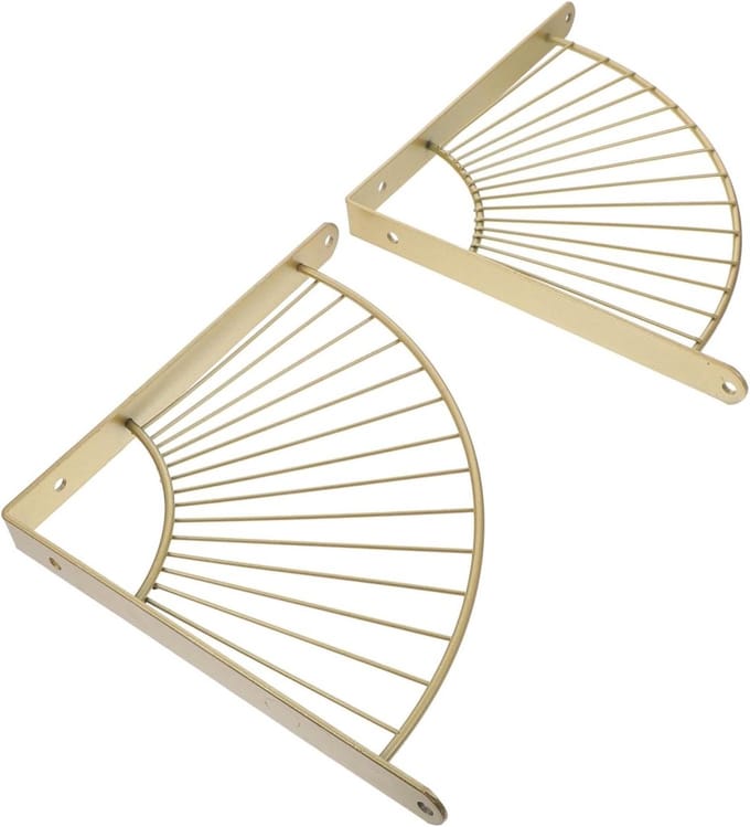 Wandplankhouders Set - Gouden Steunen - Planken Bevestigen - IJzeren Constructie - 2 Stuks - Goud
