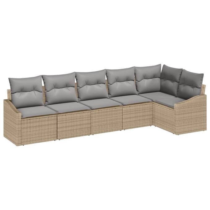 vidaXL Bankstel 6 st Beige poly rattan